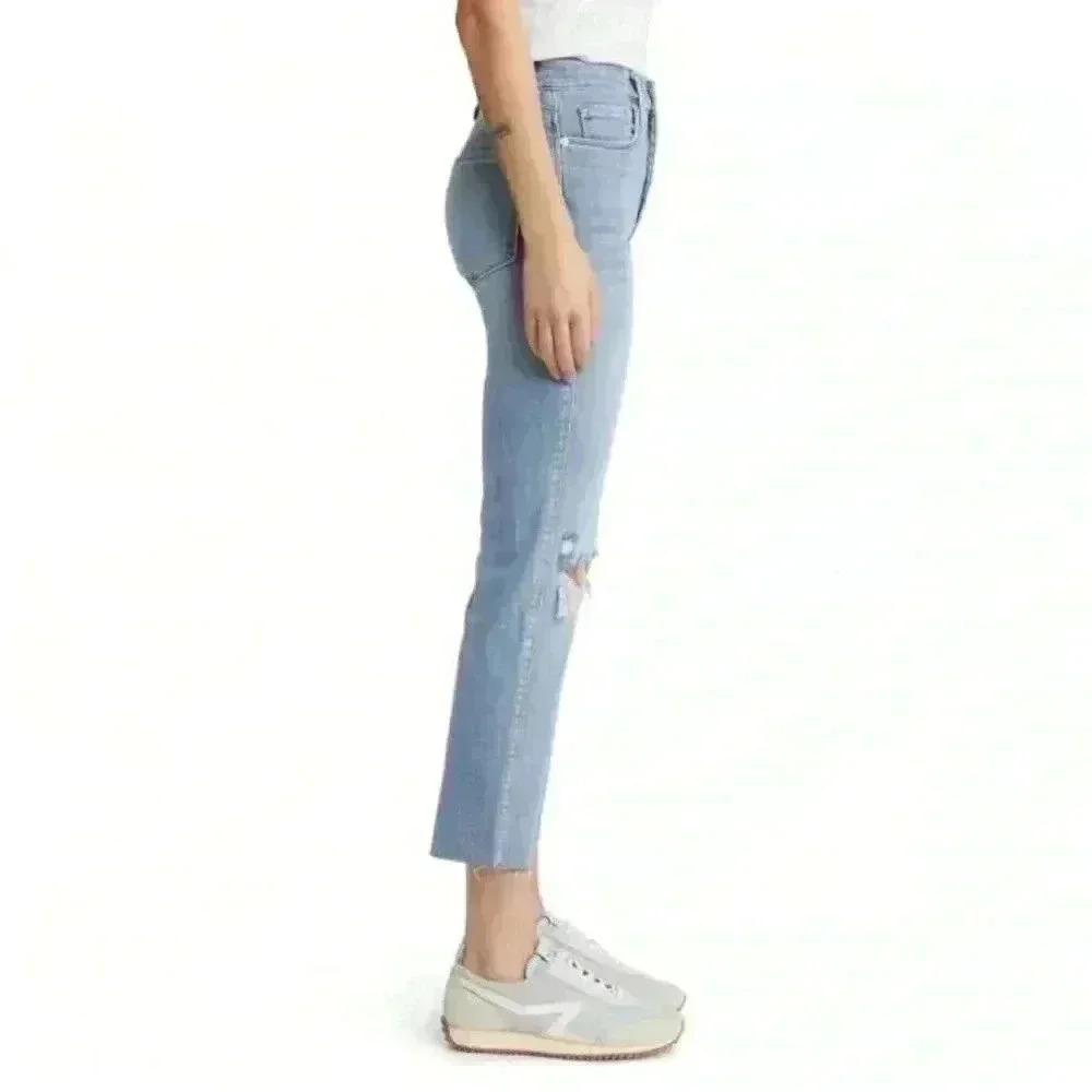 NWT FRAME Denim Sylvie cropped distressed mid-rise straight-leg jeans 29 - Picture 2 of 11